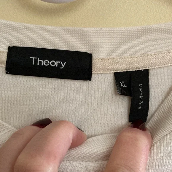 Theory sz XL long sleeve tshirt with three front buttons like NEW ivory white - Picture 2 of 9